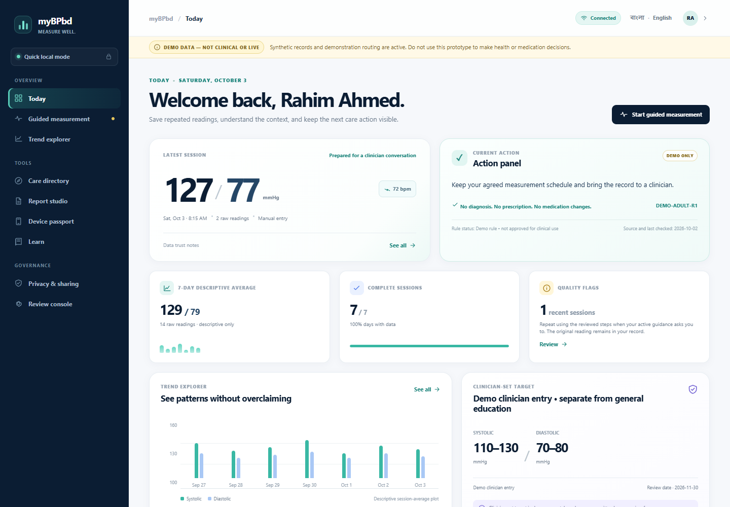 myBPbd demo preview